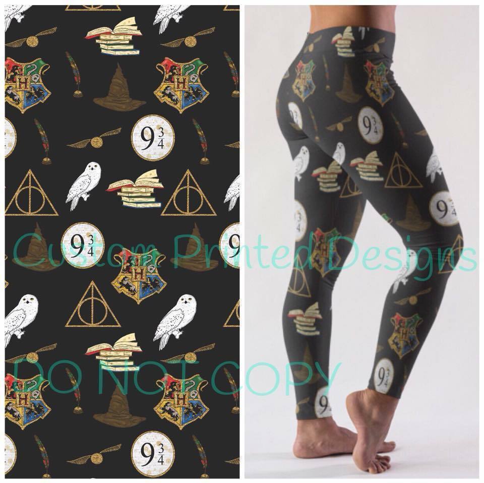 World of Wizardry Potter Wizards Printed Soft Brushed Leggings OS TC Reg & Plus