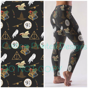 World of Wizardry Potter Wizards Printed Soft Brushed Leggings OS TC Reg & Plus