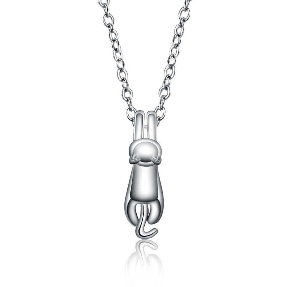 Cat Pendant Necklace Gold Silver