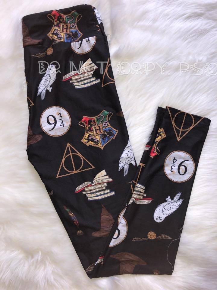 World of Wizardry Potter Wizards Printed Soft Brushed Leggings OS TC Reg & Plus